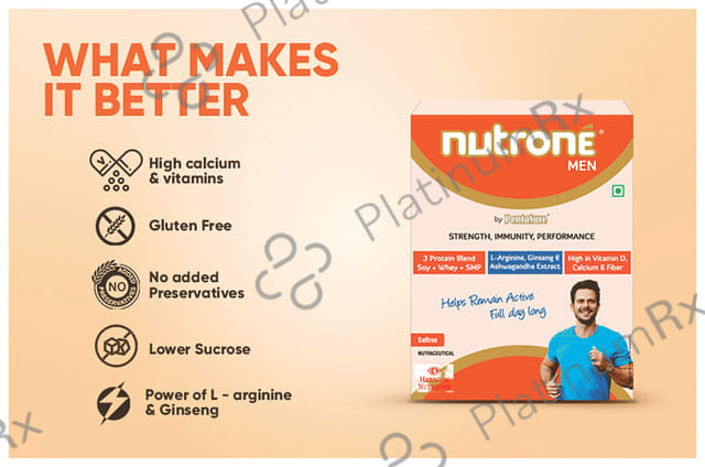 Nutrone Men 3 Protein Blend (Soy+Whey+SMP) Powder Saffron with Shaker Free