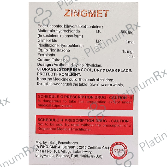 Zingmet 2/500/15mg Tablet SR 10s
