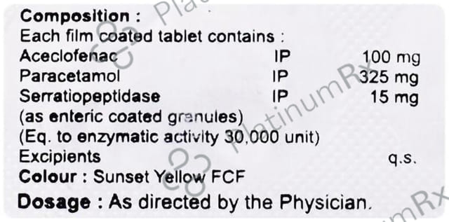Acelera SP 100/325/15mg Tablet 10s