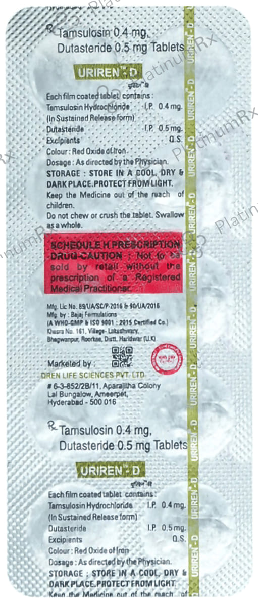 Uriren D 0.4/0.5mg Tablet 10s