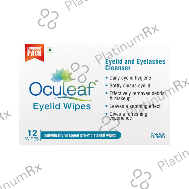 Oculeaf Eyelid Wipes with Tea Tree Oil - For Eyelid & Eyelashes Cleansing 12 wipes