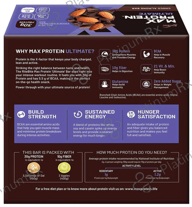 RiteBite Max Protein Ultimate Bar - Flavour Choco Almond 6 bars