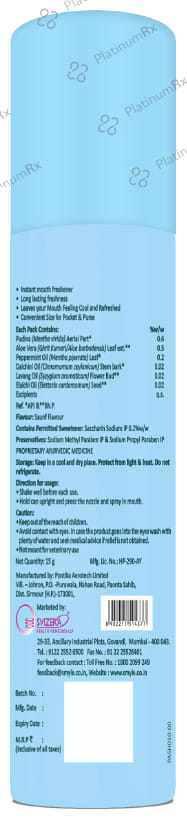 Smyle Sviz Minto Fresh Mouth Freshener Spray Saunf