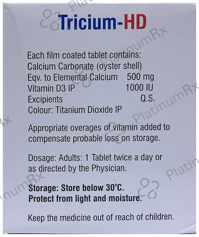 Tricium HD 500mg/1000IU Tablet 15s