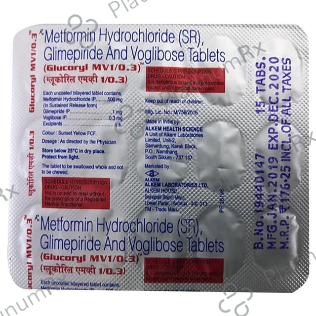 Glucoryl MV1/500/0.3mg Tablet SR 10s