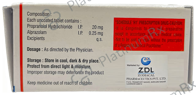 Anxpro 0.25/20mg Tablet 10s