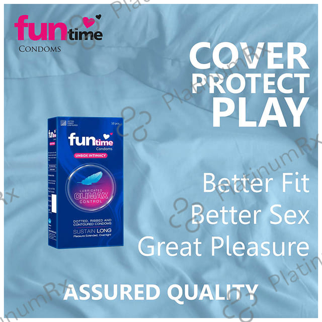 Funtime Dotted Ribbed & Contoured Climax Control Condom 10s
