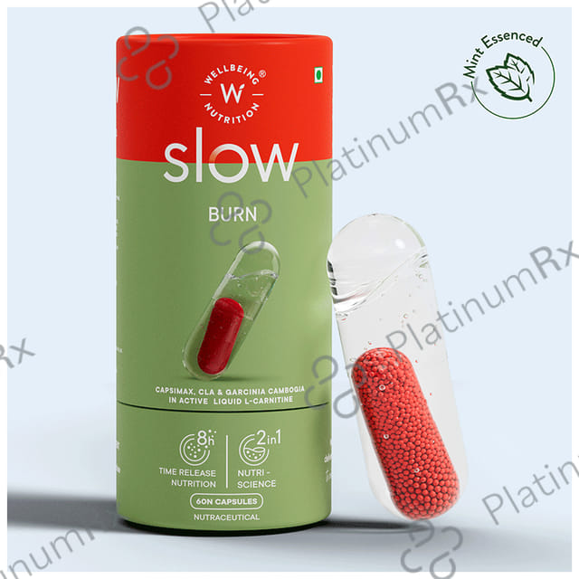 Wellbeing Nutrition Slow Burn with L-Carnitine, Caffeine & Chromium for Weight Management - Capsule