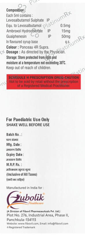 Cufbolik LS Junior Syrup Sugar Free