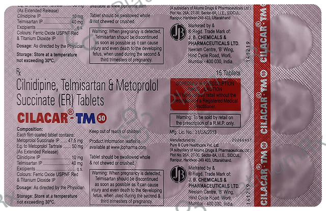 Cilacar TM 50/10/40mg Tablet ER 15s