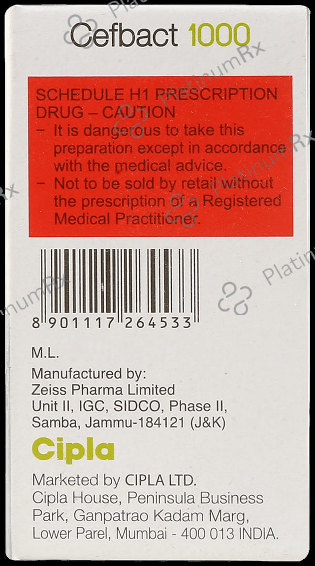 Cefbact 1000mg Injection 1ml