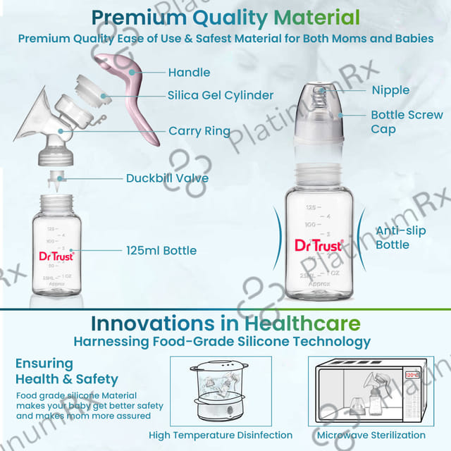 Dr Trust Trumom Manual Breast Pump, Ballerina Pink 6005
