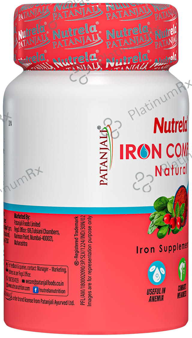 Patanjali Nutrela Natural Iron Complex for Anaemia, Weakness & RBC Formation - Capsule