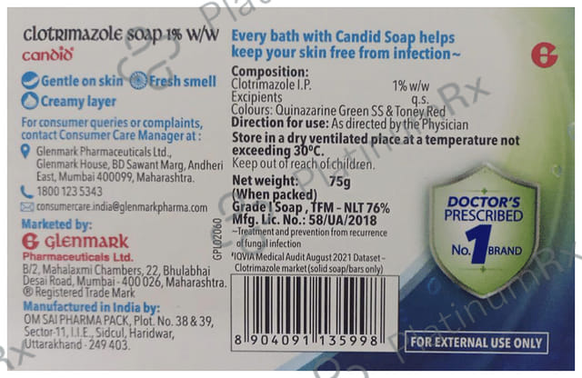 Candid Multi Benefit Soap For Fungal Infection, Itching, Redness & Scaling Relief 75gm