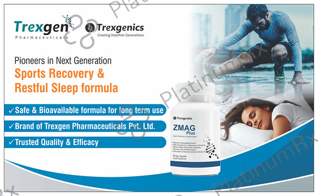 Trexgenics ZMAG Plus - With Zinc, Magnesium & Vitamin B6 - Veg Capsules for Sports Recovery & Restful Sleep
