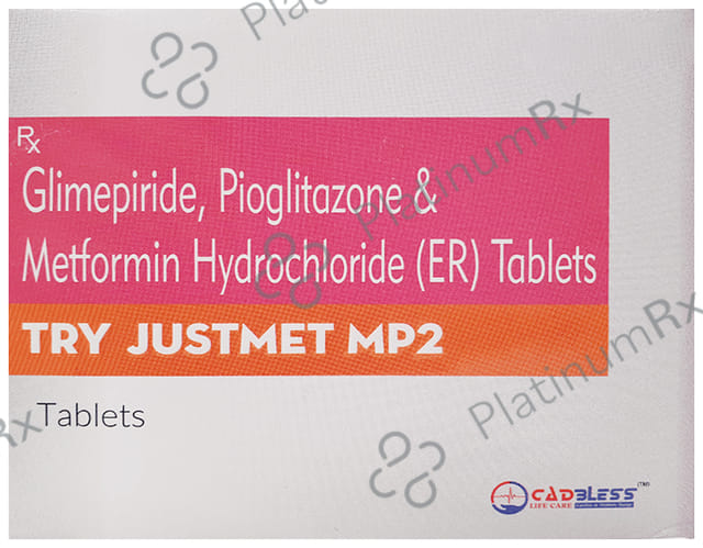 Try Justmet MP 2mg/500mg/15mg Tablet