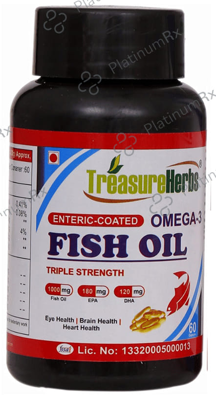 TreasureHerbs Enteric Coated Fish Oil Omega 3 Triple Strength Capsule 60s