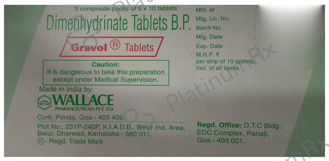 Gravol 50mg Tablet 10s