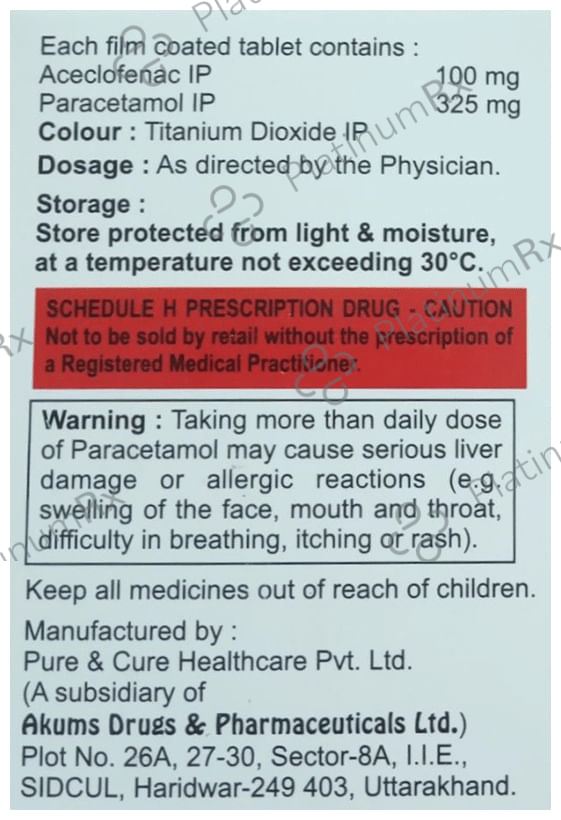 Aceclan Plus 100/325mg Tablet 10s