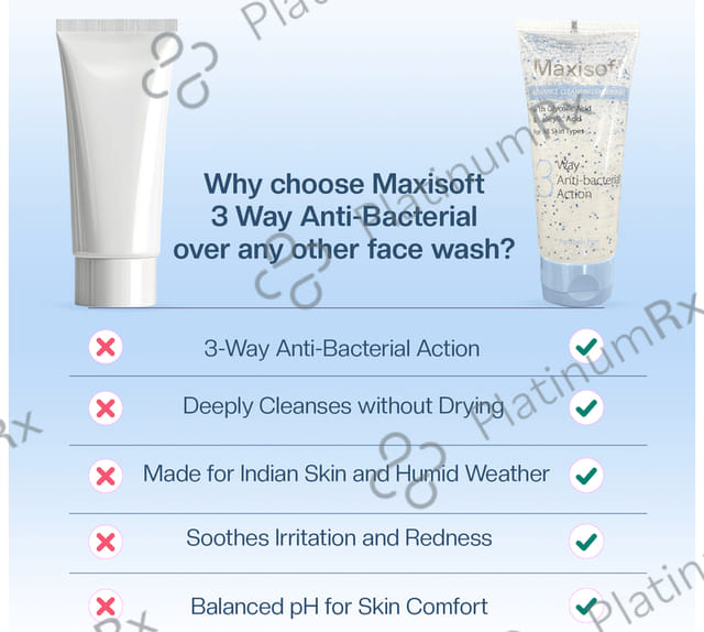 Maxisoft 3 Way Anti-Bacterial Action Advance Cleansing Face Wash (100ml Each) 3 Tubes