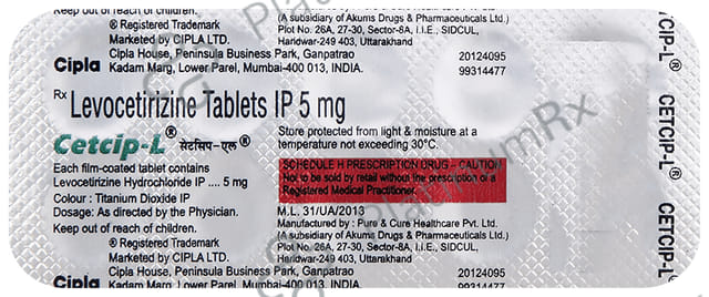 Cetcip L 5mg Tablet 10s