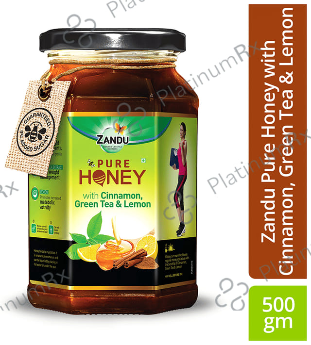 Zandu Pure Honey with Cinnamon, Green Tea & Lemon 500gm