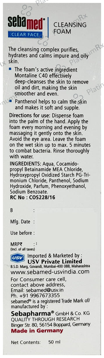 Sebamed Antibacterial Clear Face Cleansing Foam 50ml