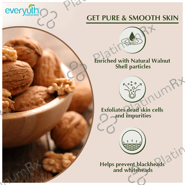 Everyuth Naturals Exfoliating Walnut for Blackheads & Dead Skin Cells - Paraben-Free - All Skin Types 50 gm