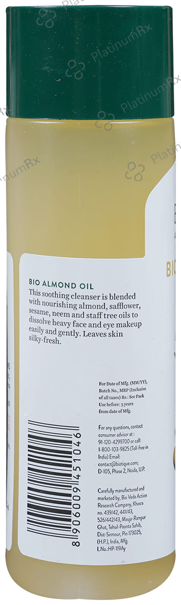 Biotique Bio Almond Oil Soothing Face & Eye Makeup Cleanser For Normal To Dry Skin