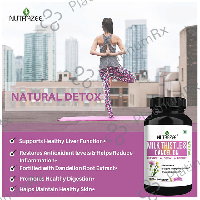 Nutrazee Natural Milk Thistle & Dandelion Veg Capsule for Liver Detox