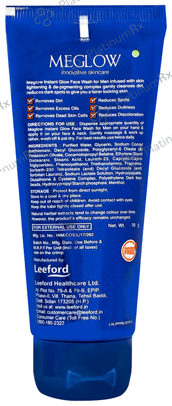 Meglow Men Instant Glow Face Wash 70gm