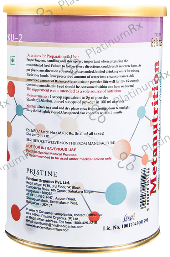 Pristine Balance Metanutrition PKU 2 (3 Years & Above) for Metabolism - Flavour Powder Vanilla