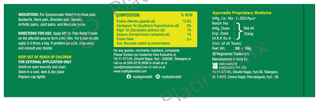 MY Dr Pain Relief Cream (60gm Each) 1 Tube