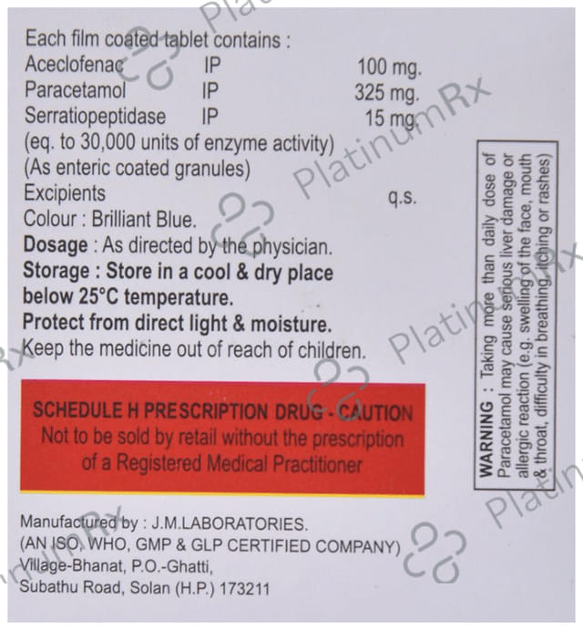 Acipera SP 100/325/15mg Tablet 10s