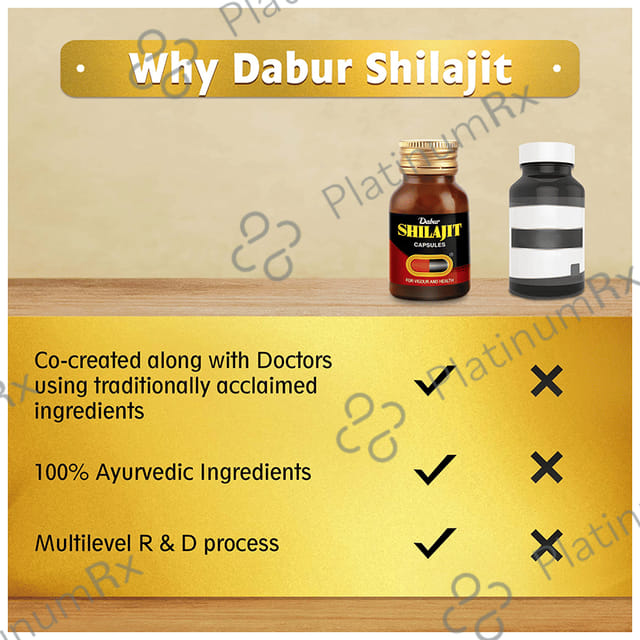 Dabur Shilajit Ayurvedic For Immunity, Vigour, Strength, Stamina & Power Capsule 100s