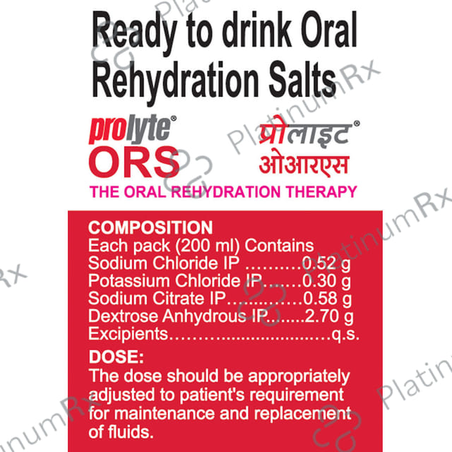 Prolyte ORS W.H.O Recommended Formula Mixed Fruit Flavour 200ml