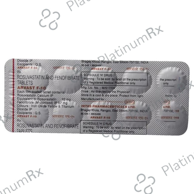 Arvast F 10/67mg Tablet 10s