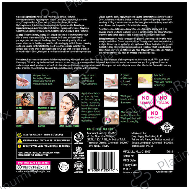 VIP Natural Hair Black Colour Shampoo 20ml