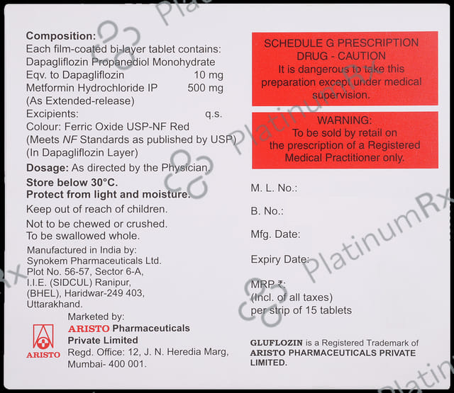 Gluflozin MF 10mg/500mg Tablet