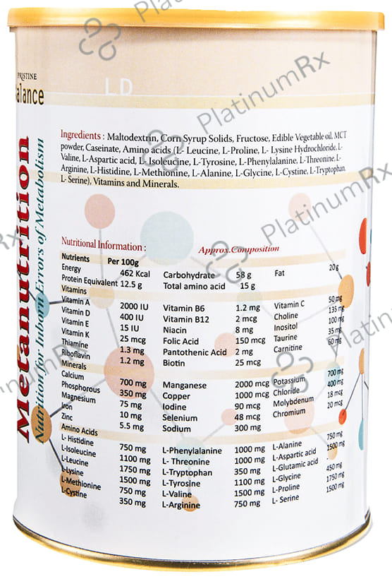 Pristine Balance Metanutrition LD (Upto 3 Years) for Metabolism - Flavour Powder Vanilla