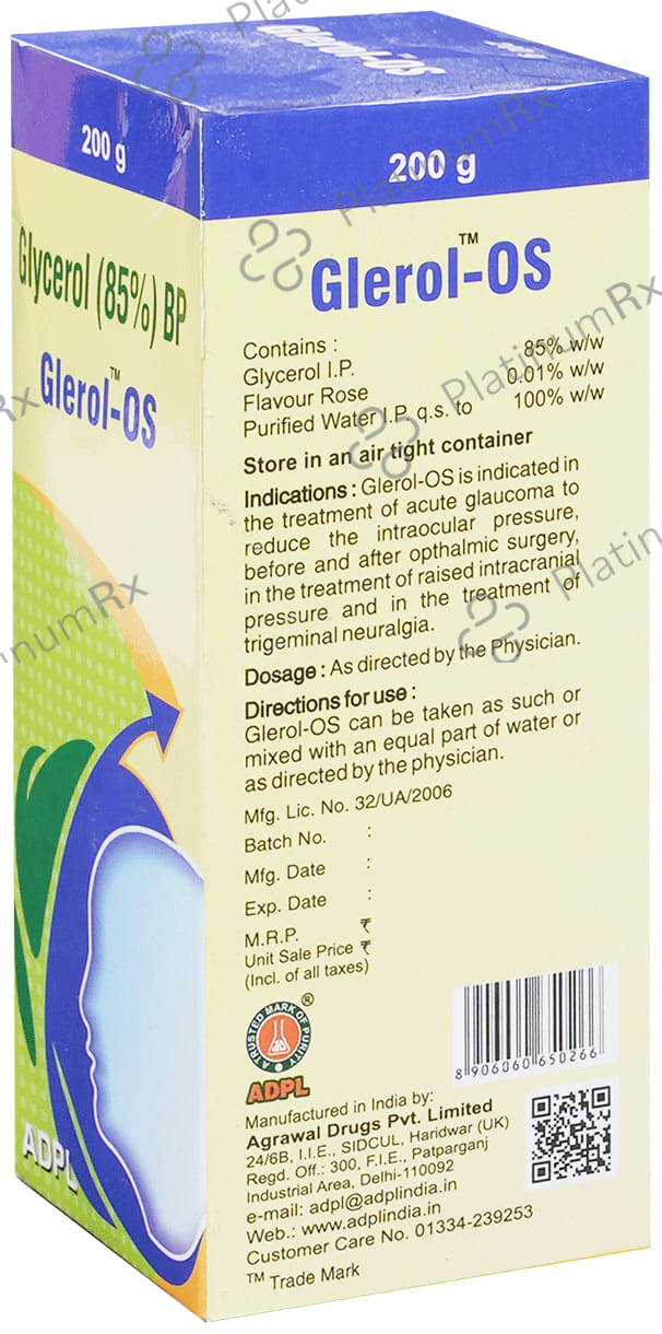 Glerol-OS Gel - Glycerol (85%) BP for Eye Health 200 Gel