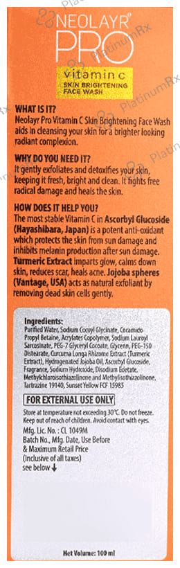Neolayr Pro Vitamin C Skin Brightening Face Wash