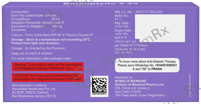 Empaglyde S 25/100mg Tablet 10s