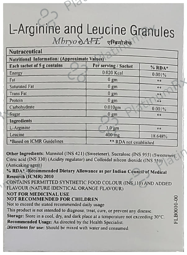 Mbryosafe 3000/400mg Sachet Orange 5gm