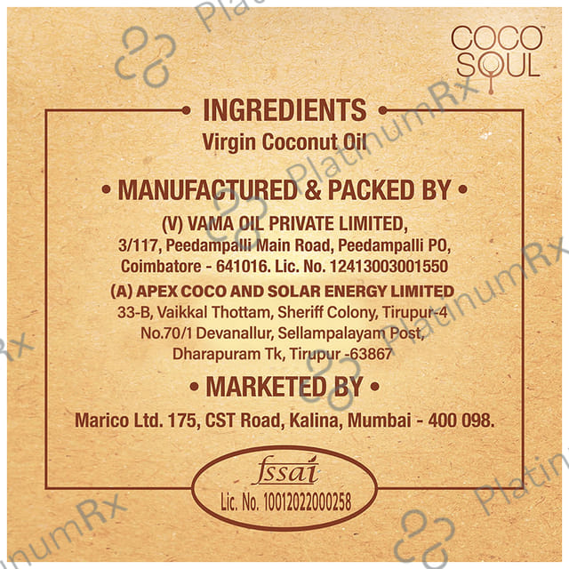 Coco Soul 100% Cold Pressed Virgin Coconut Oil 250 ml