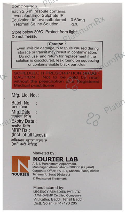 Vosbuta 0.63mg Respules 5X2.5ml
