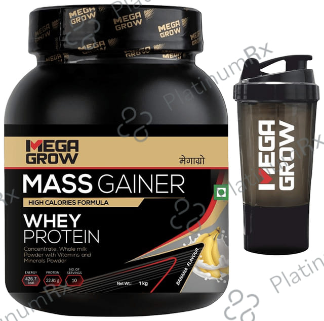 Megagrow Mass Gainer Powder with Shaker Banana