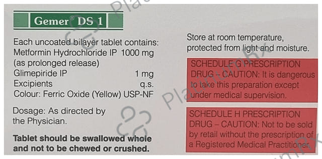 Gemer DS 1/1000mg Tablet PR 15s