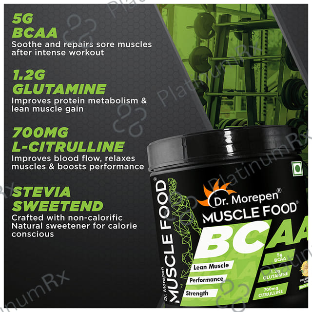 Dr. Morepen Muscle Food BCCA for Lean Muscles, Performance & Strength - Flavour Pineapple Play