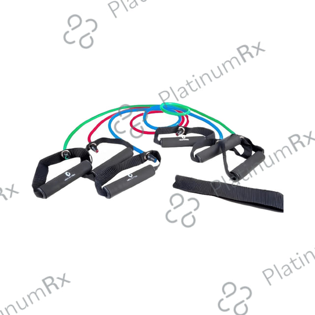 Healthtrek Resistance Tube with Foam Handles, Door Anchor, Ankle Straps, Bag & Exercise Guide (Set of 4)